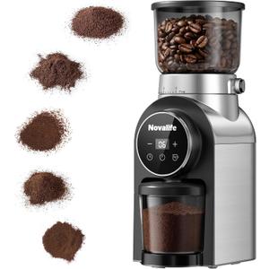 Electric Coffee Grinder, Burr Coffee Beans Grinder with 30 Grinding Settings, Burr Mill Grinder for Home Use, Touchscreen Adjustable 2-10 Cups or 40-Second Timer, Stainless Steel