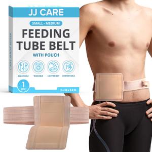 JJ Care Feeding Tube Belt with Pouch (Small/Medium, Fits 2838 Waist)  Breathable PEG Tube Holder, Adjustable G Tube Belt, Secure & Comfortable Ostomy Support Belt, Washable Nylon Fabric