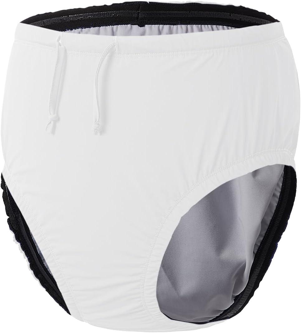 Adult Reusable Swim Diapers Special Needs Swimwear for Incontinence Cloth Diaper Covers Waterproof,Leakproof, Unisex (White)