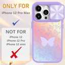 for iPhone 12 Pro Max Case with Slide Camera Cover, Butterflies Cases for iPhone 12 Promax with Ring Holder, Butterfly Stylish Aesthetic Designer Slim Protective Cover for 12 Pro Max