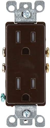 Leviton 15 Amp Decora Tamper-Resistant Duplex Electrical Wall Outlet, T5325, Brown