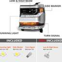 Headlight Assembly Compatible with Chevy Silverado 1500 2016 2017 2018 (Only for Hid/Xenon Model) Factory Replacement Head Light Lamp Chrome Housing Driver & Passenger Side Pair