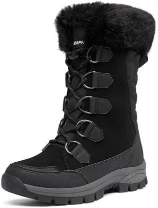 DREAM PAIRS Women's Waterproof Winter Snow Boots, Warm Comfortable Faux Fur Insulated Non-Slip Outdoor Lace-Up Florin Mid Calf Booties, 6,5