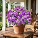 Fake Geraniums Artificial Flowers for Outdoors Outside, 6 Bundles Purple Silk Geraniums Fake Flowers Plants Realistic UV Resistant Faux Flowers for Outdoor Planters Garden Balcony Yard Porch Indoor