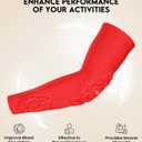 Compression Padded Arm Sleeves for Youth & Adults - Elbow & Forearm Support - Breathable Football Padded Sleeves (Red)