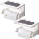 VERTORGAN 2 Pack Toilet Paper Holder with Phone Shelf,Bamboo Wall Mounted Tissue Roll Holder for Bathroom (White)