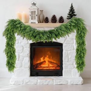 6FT Realistic Christmas Cedar Garland, Artificial Christmas Garland Real Touch Greenery Faux Pine Garlands, Xmas Decorations Indoor Outdoor