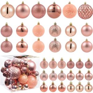 LANGXUN 36pcs Rose Gold Christmas Tree Decorations Balls, Bolas De Navidad, 2025 Christmas Decor, Indoor Outdoor Shatterproof Christmas Ornaments, Xmars Party Wedding Suppiles