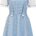HMPRT Halloween Costume Women, Halloween Princess Costumes for Adults Basket Dress Socks Hair Bows Book Storybook Character Sexy, M (Blue, M)
