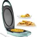 Bakers Friend Omelette Maker Electric, Omelette Pan Nonstick, Frittata Pan & Egg Pan, Double Sided Pan for Breakfast, Individual Flip Omelette Makers Electric, Aqua