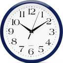 Bernhard Products Navy Wall Clock Silent Non Ticking - 10 Inch Quality Quartz Battery Operated Round Easy to Read Home/Kitchen/Office/Classroom/School Clock