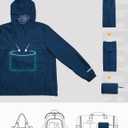 baleaf Men's Rain Jacket Water Resistant Hiking Windbreaker Packable Running Golf Gear Hood Raincoat Reflective (Navy Blue)