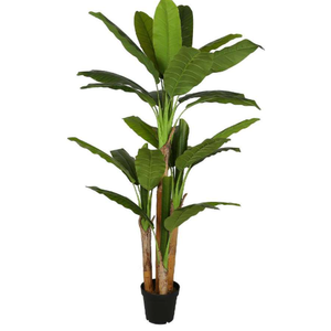XXL Banana Artificial Tree Approx.  34 PEVA Leaves and 4 Trunks - Large Artificial Banana Tree in Pot, 5ft