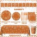 Fall Pumpkin Dinnerware Decorations,142pcs Thanksgiving Fall Leaves Tableware Include Pumpkin Plates and Napkins Cups Tablecloth Banner for Harvest Autumn Party