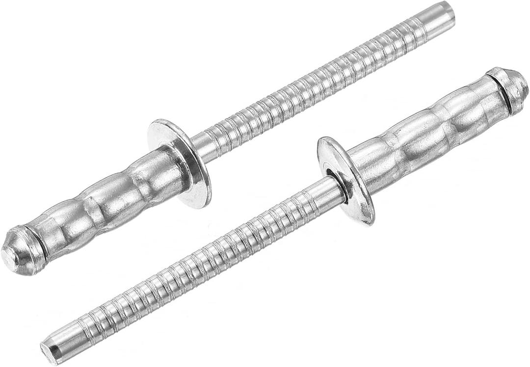 uxcell 50Pcs 3/16" x 5/8" 304 Stainless Steel Round Head Double-Drum Blind Rivets, Pull Nail Drum Type Blind Rivets for DIY, Sheet Metal, Automotive Repairs, Furniture, Boat (Silver)