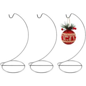 Abom 9in Ornament Display Stand, 3 Pack Silver Tabletop Hanging Ornament Hanger for Glass Globe, Air Plant Terrarium Holder, Witch Ball, Daily Decorations & Wedding Decor