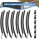 6 Pcs Trampoline Curved Poles with Plastic Tube Cap, Foam Tubes Padding, Mounting Hardware, 10-16FT(10',12',14',15',16') Pumpkin Trampoline Bent Pole Replacement Parts