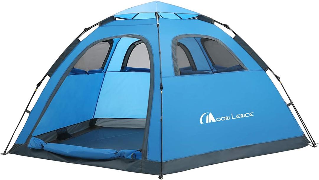 MOON LENCE Pop Up Camping Tent, 3-4 Person Portable Automatic Instant Tent Windproof for Camping, Hiking, Mountaineering