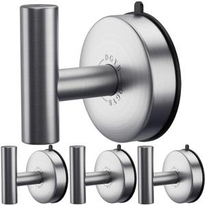 DGYB Large Suction Cup Hooks for Shower Set of 2- Brushed Nickel Towel Hooks for Bathrooms - Stainless Steel Removable Wall Hooks - 15 Lb Heavy Duty Hanging
