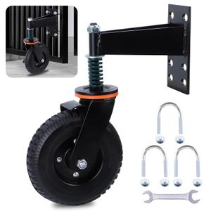 Eazy2hD 6 Inch Gate Wheel, 500Lbs Heavy Duty Gate Wheel with Brake, 360 Rotation Fence Gate Wheels, Spring Loaded Gate Caster for Wooden, Farm, Cattle & Metal Tube Swing Gate with Screws Screwdriver