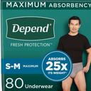 80 Count Depend Fresh Protection Adult Incontinence Underwear Small/Medium 