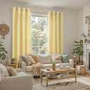 BGment Mustard Yellow Linen Curtains for Living Room, French Country Leaf Jacquard Botanical Pattern Cottage Core Boho Vintage Light Filtering Semi Sheer Linen Curtains, 2 Panels, 52 x 84 Inch