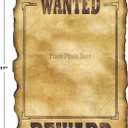 Beistle Western Wanted Signs – 12 Pack, Vintage-Style Wall Poster Decorations Slotted to Hold 8x10 Photos, Old West Party Décor for Western Themes, Cowboy Birthdays, and Saloon Events, 17” x 12”
