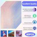60 Sheets Holographic Laminate Sheets Clear Glitter A4 Size Vinyl Sticker Paper Holographic Overlay Self Adhesive Waterproof Transparent Film, 11.7 x 8.3 Inch (Star Style)