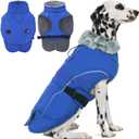 DENTRUN Winter Warm Dog Coat Reflective Jacket with Turtleneck for Cold Weather, Adjustable Buckle Windproof Water Repellent, Thick Snowsuit Fleece Vest for Dogs, Blue, S