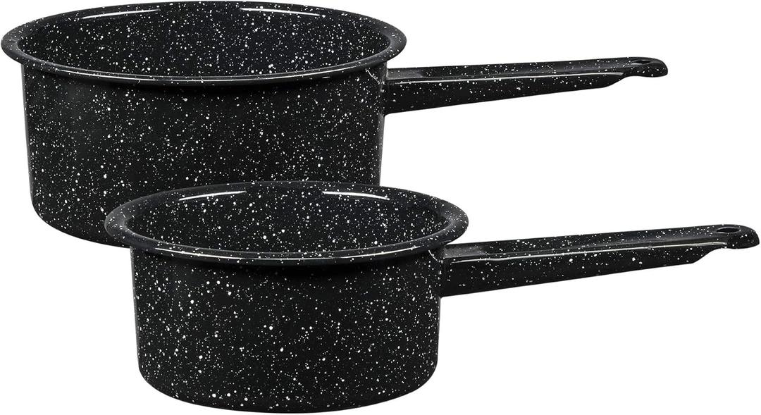 Granite Ware Non-Stick Saucepan Set with Steel Core, 1 & 2 Quart - Durable & Scratch-Resistant Pot for Soups and Sauces - Fast, Even Heating - Non-Toxic Cookware Essentials (Speckled Black)