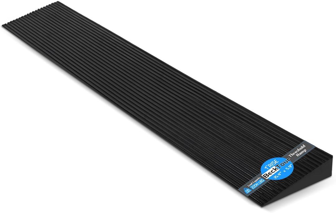 1" Rise Threshold Ramp for Doorways, 2204 LBS Capacity Rubber Threshold Ramp, Non-Slip Driveway Curb Ramps Handicap Ramp for Wheelchair Scooter Stroller, Cuttable and Adjustable Size