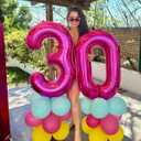 30 Balloon Number, Hot Pink Number 30th Birthday Balloons 40 Inch, 30 Years Old Hot Pink Birthday Decorations for Men Women, 30th Anniversary Decorations