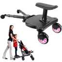 2026 New-Universal Stroller Board with Detachable Seat, 2in1 Sit and Stand Stroller Connectors for Most Strollers, Holds Children Up to 55 LBs Stroller Standing Board (Pink)