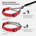 CollarDirect Martingale Dog Collar with Stainless Steel Chain and Quick Release Buckle - Reflective Collar for Large, Medium, Small Dogs - Red, Small (Neck Size 12"-15")