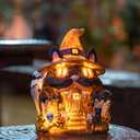 Halloween Decorations Light Up Halloween Village Houses Black Cat Haunted House Figurine for Indoor Table Mantel Shelf Decor,Props Haunted Collectible Gifts