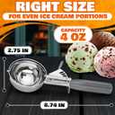 4 oz Large Ice Cream Scoop with Trigger Release #8 - Stainless Steel Cookie Scoop for Baking, Ice Cream & Cookie Dough, Comfort Grip Handle, Easy Release, Dishwasher Safe, Great as Mothers Day Gifts
