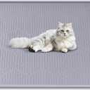 Cat Food Mat with Toy Ball, 34'' x 22'' Extra Large Silicone Pet Feeding Mat with Raised Edge Pet Placemat for Food and Water Bowl Non-Slip, Easy to Clean, Floor Protection (Grey)