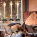 Abeja 7'' Electric Window Candle, Flickering Flameless Taper Fake Candles with On/Off Switch, 7W C26 Lights Bulb, 5FT Candles Lights- 4Pk Beige