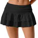 IQLWI Women's Y2K Ruffle Mini Skirt Low Waist Layered Flowy Golf Skorts Skirt, L