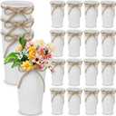 20 Pack 4.3 Inch Galvanized Metal Flower Vases Bulk Small Floral Flower Bucket Rustic Vintage Farmhouse Vases for Centerpiece Country Wedding Party Decor Western Home Table(White)
