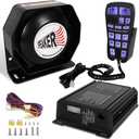 Emergency Police Siren 200W Multi-Tones PA System Slim Speaker Sirens with Handheld Controller & Mic Microphone Warning Electronic Alarm Horn Kit for Tow Truck Car Vehicles Pickup UTV ATV POV RV