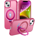 HuwaiH 360° Rotatable Magnetic Ring Stand for iPhone 13/14 Case, Compatible with MagSafe, Military-Grade Shockproof, Anti-Scratch Matte Translucent Phone Case for iPhone 13/14(Rose)