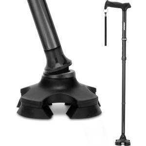 REHAND Walking Cane for Men & Women - Foldable, Adjustable, Lightweight, Self Standing Pivot Walking Cane, Soft Handle Grip, with Travel Bag, Walking Sticks for Seniors & Adults (Black)