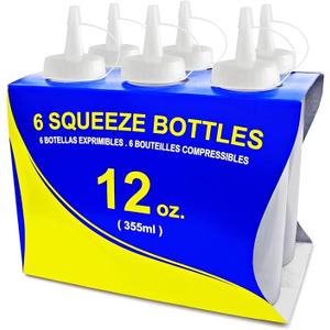 New Star Foodservice 26146 12 oz. Plastic Squeeze Bottles, Clear - Pack of 6