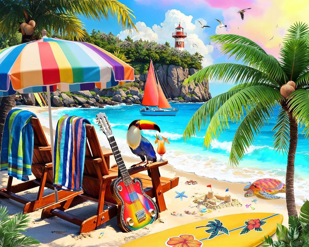 Springbok Tropical Paradise 1000 Piece Jigsaw Puzzle for Adults - Relaxing Beach Scene - Unique Cut Pieces - Made in USA