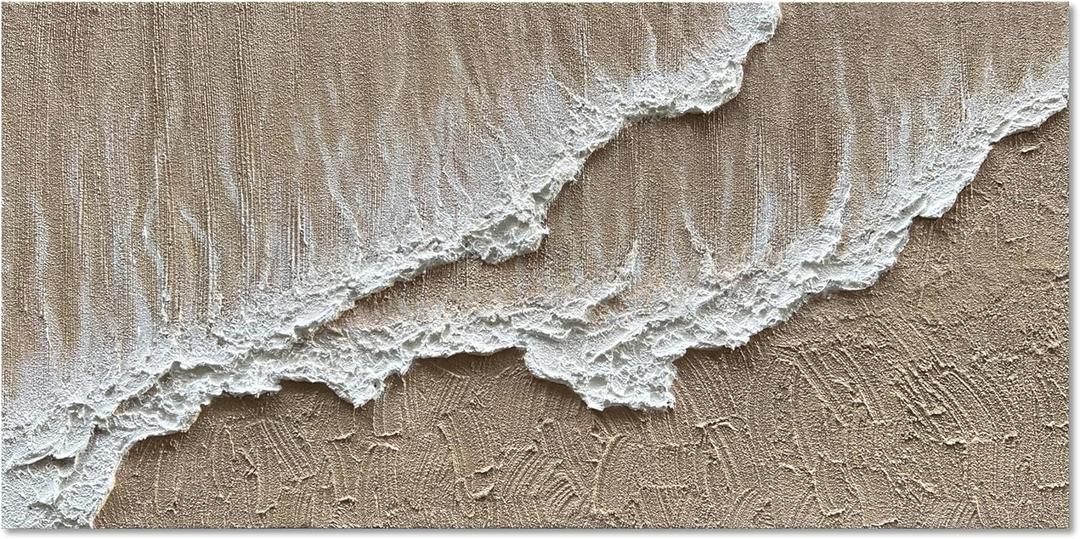 NANKAI Art Hand Painted Beach Ocean Wave Landscape Oil Painting Modern Abstract Canvas Art Mural Family Wall Art Deco 30x60 inches (Nkhb197)