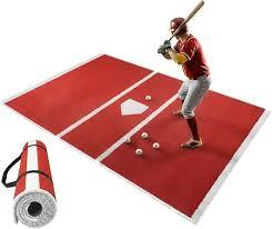 Baseball Batting Mat, 6 x 4 ft Home Plate mat with Non-Slip Rubber Backing, Durable Indoor/Outdoor Softball Pitching mat, High-Visibility Stance Guide, Foldable Baseball mats for Hitting