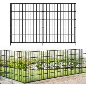 FOREHOGAR Metal Garden Fence 33.3in (H) x 23.3ft (L), 10 Panels + 11 Stakes Dog Fence Border Fence Animal Barrier, No Dig Garden Fencing for Yard Flower Bed Lawn Patio Outdoor, PIN332810 Black