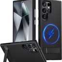 FIERANY for Samsung Galaxy S24 Ultra Magnetic Case, [Fit for Magsafe] Military Grade Dual-Layer Shockproof Protective with Non Slip Textured Back, Phone Case with Kickstand for S24 Ultra (Black)