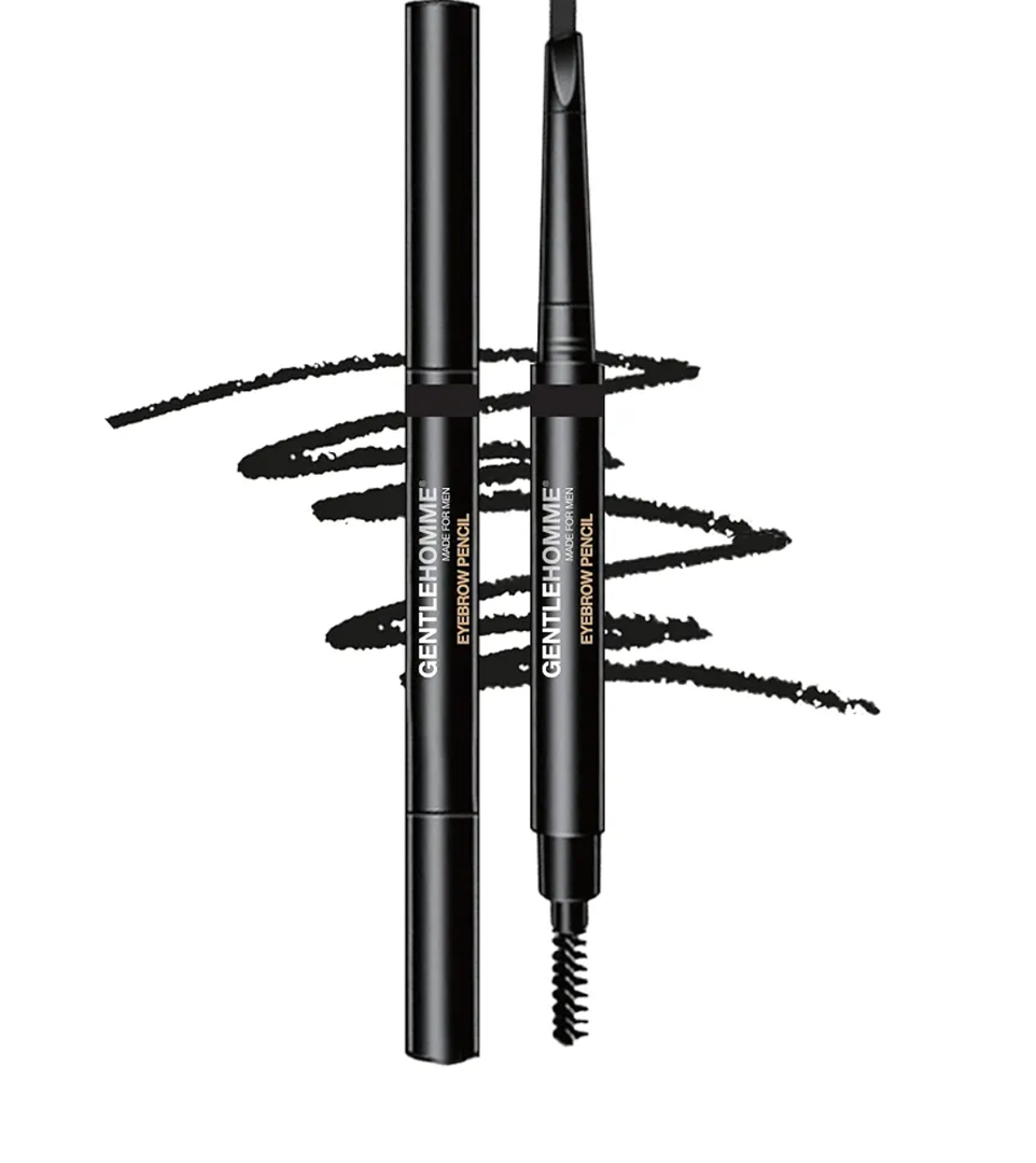 Men's 2-in-1 Eyebrow Brush & Pencil - Shape, Define & Fill In - Ultra-Thin - Long-Lasting Black - Vegan - 2 Pencils